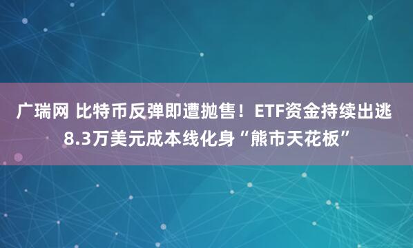 广瑞网 比特币反弹即遭抛售！ETF资金持续出逃 8.3万美元成本线化身“熊市天花板”