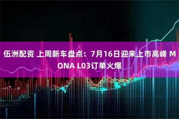 伍洲配资 上周新车盘点：7月16日迎来上市高峰 MONA L03订单火爆